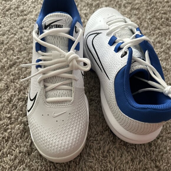 NWOB Nike Women Hyperdiamond 4 Pro MCS Softball Cleats Color: Royal/White Size 9 - Picture 5 of 11